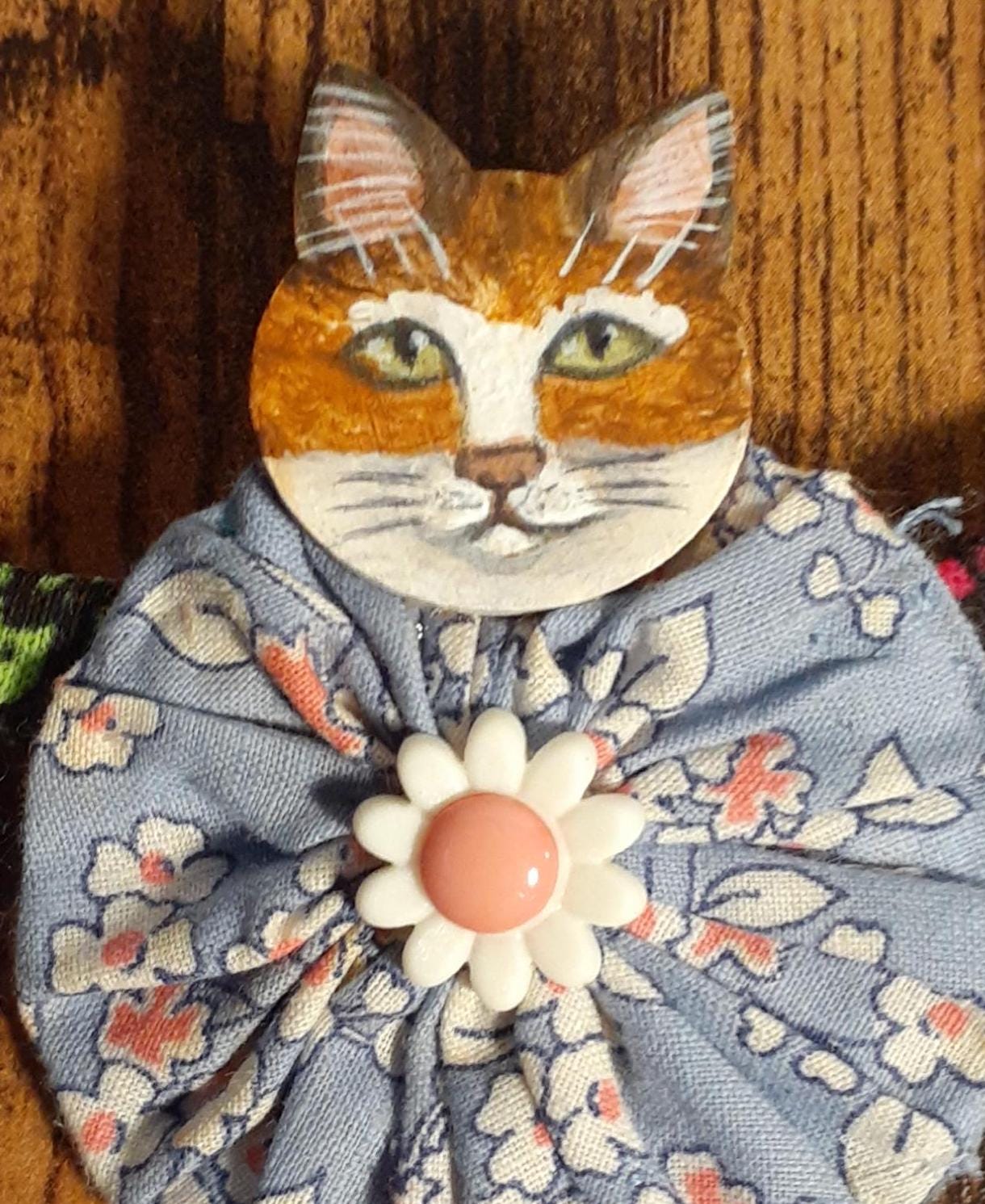 Folk Art Cat Whimsical Cat Person Doll Brooch Pin Wearable Art - Etsy