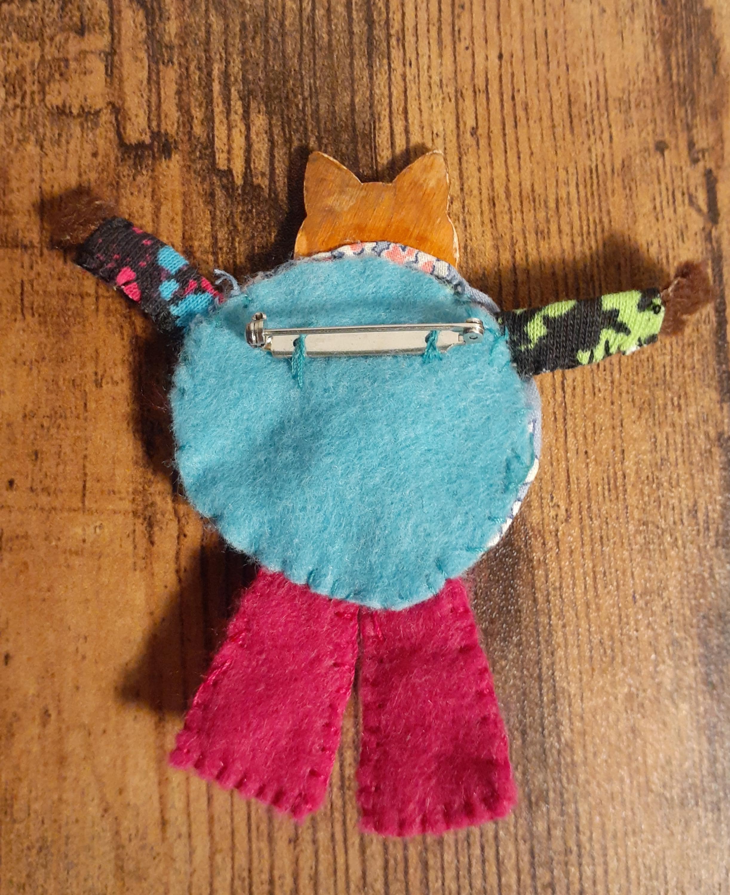 Folk Art Cat Whimsical Cat Person Doll Brooch Pin Wearable Art - Etsy
