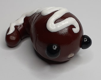 Polymer Clay Chocolate Worm Figurine with Icing