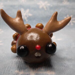 Rudolph the Red Nose Worm Figurine , Pet Worm, Holiday Worm, Worm with Teeth, Adopt a Worm, Worm Friend, Cute Worm, Worm Figure