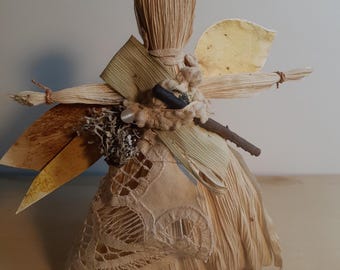 Corn Husk Spirit Doll: Nature Faerie Art Doll with Lace