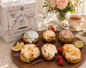 Summer Scone Sampler Gift Box | Artisan Gourmet Scones | Citrus Floral Bakery Gift | Handmade Small Batch Scones