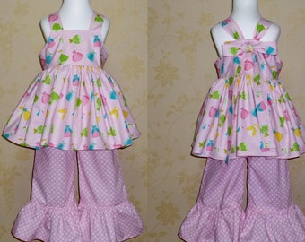 Pink Outfit, Polka Dost Ruffle Pant, Pink Top, Top and Pant Outfit, Toddler Pink Pant, Girl Pink Top, Fairy Tale Outfit, Pink and Purple Set