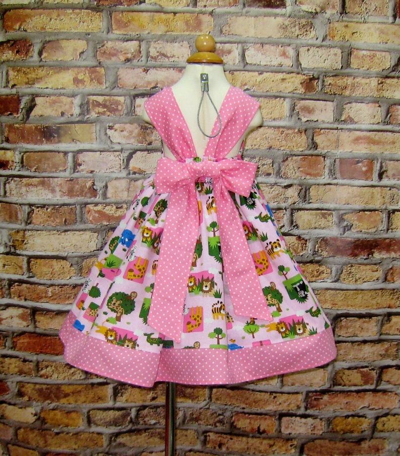 Girl Dress Girl Zoo Dress Pink Girl Dress Polka Dots Pink Etsy