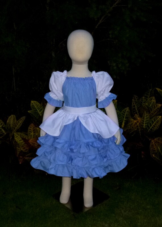 blue and white ruffle dress