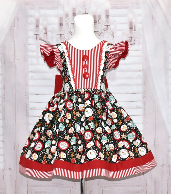 Christmas Dress, Santa Dress, Gingerbread Dress, Candy Cane Dress, Red Stripes Dress, Vintage Style Girl Dress, Cookies and Milk Dress - Etsy Christmas Dress, Santa Dress, Gingerbread Dress, Candy Cane Dress, Red Stripes Dress, Vintage Style Girl Dress, Cookies and Milk Dress - Etsy