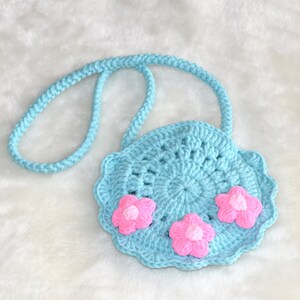 Gehäkelte Geldbörse, Mädchen Geldbörse, Kleinkind Geldbörse, kleine Mädchen Geldbörse, Aqua Tasche, Mädchen Tasche, Kleinkind-Tasche, handgemachte Geldbörse, rosa Blumen, handgemachte Tasche.