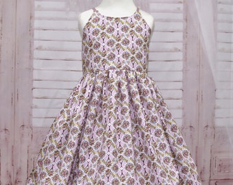 Girl Purple Dress, Floral Dress, Lilac Dress, Tea Party Girl Dress, Flower Girl Dress, Toddler Purple Dress, Birthday Girl Dress