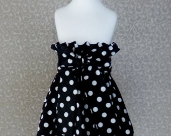 SALE Black Polka Dots Skirt, Black Skirt, Black Skirt, Polka Dots Skirt, Ruffle Skirt, Black Skirt, High Waist Skirt, Skirt with Bow