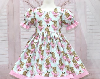 Rabbit Dress, Easter Dress, Ballerina Dress, Vintage Style Dress, Bunny Dress, Spring Dress, OOC Dress, Pageant Dress, Puff Sleeves Dress