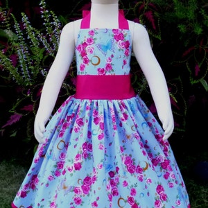Girls Halter Dress, Butterfly Dress For Girls, Boutique Dress, Girl Blue Dress, Hot Pink Dress, Vintage Style Girl Dress, Fall Dress