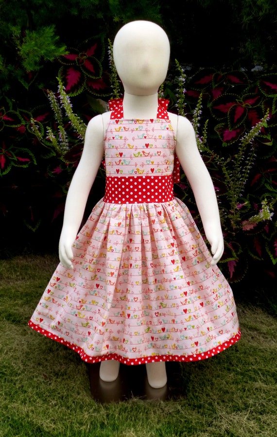 toddler halter dress Pink Girl Dress, Girl Dress, Fall Dress, Girl Retro Style Dress, Pink Dress, Infant Pink Dress, Red Polka Dots Pageant dress