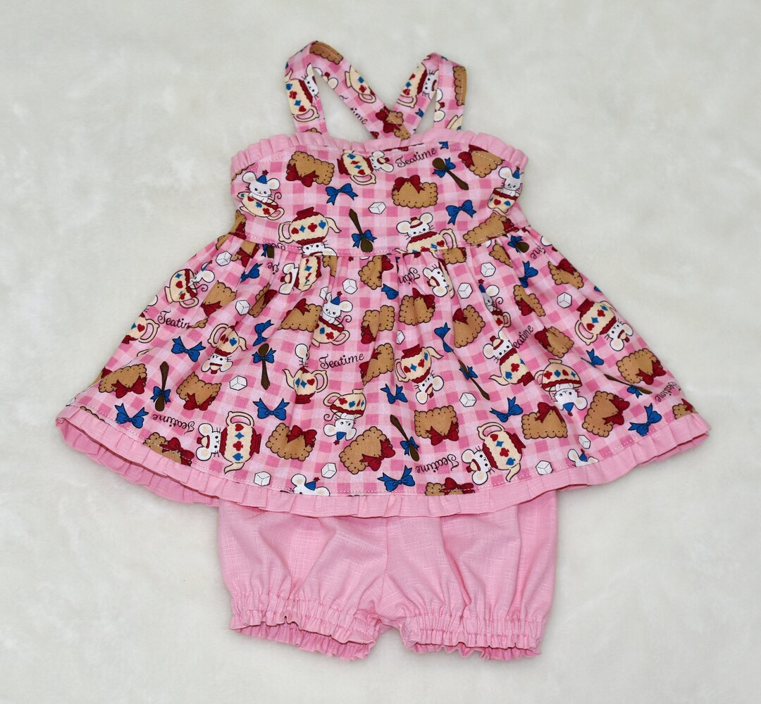 Pink Cotton Pinafore and Top Set