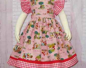 Pink Dress, Red Dress, Red Gingham Dress, Fairy Tales Dress, Little Red Dress, Red and Pink Dress, Tea Time Dress, Birthday Dress