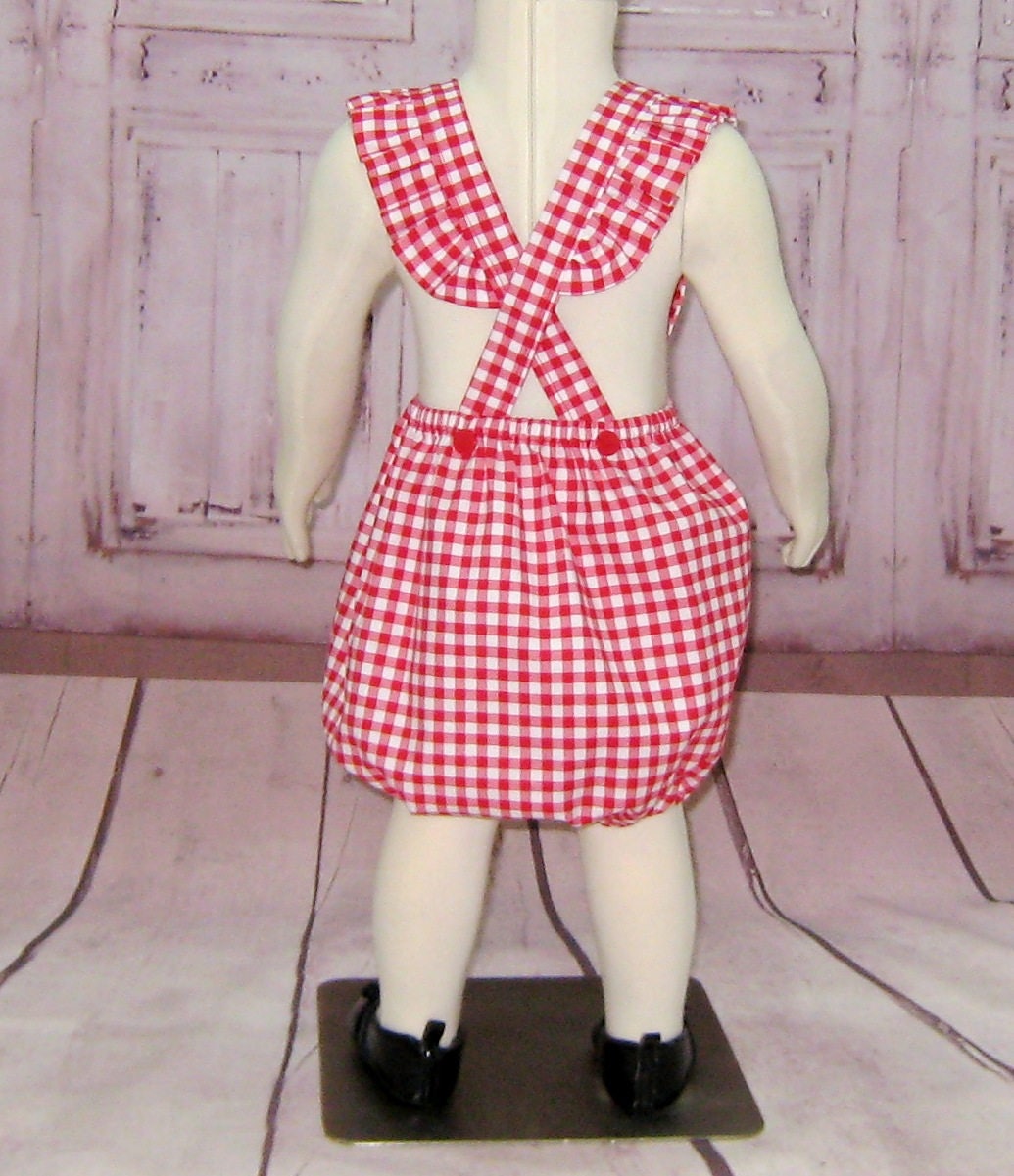 Red Baby Romper Vintage Style Baby Romper Red Gingham Etsy