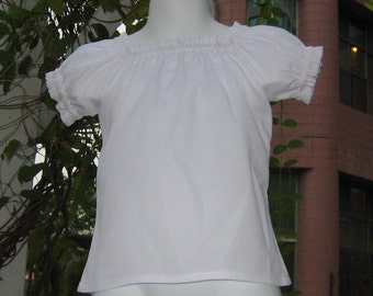 SALE White Peasant Top, Peasant Top, Girls Peasant Top. White Blouse, Girl Blouse, Toddler Blouse, Toddler Top, White Top, Size 5-6