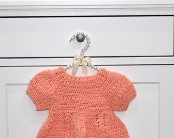 Orange baby dress, Baby clothing, Heirloom baby garment, crocheted baby dress set, newborn gift, baby shower gift, baby orange booties