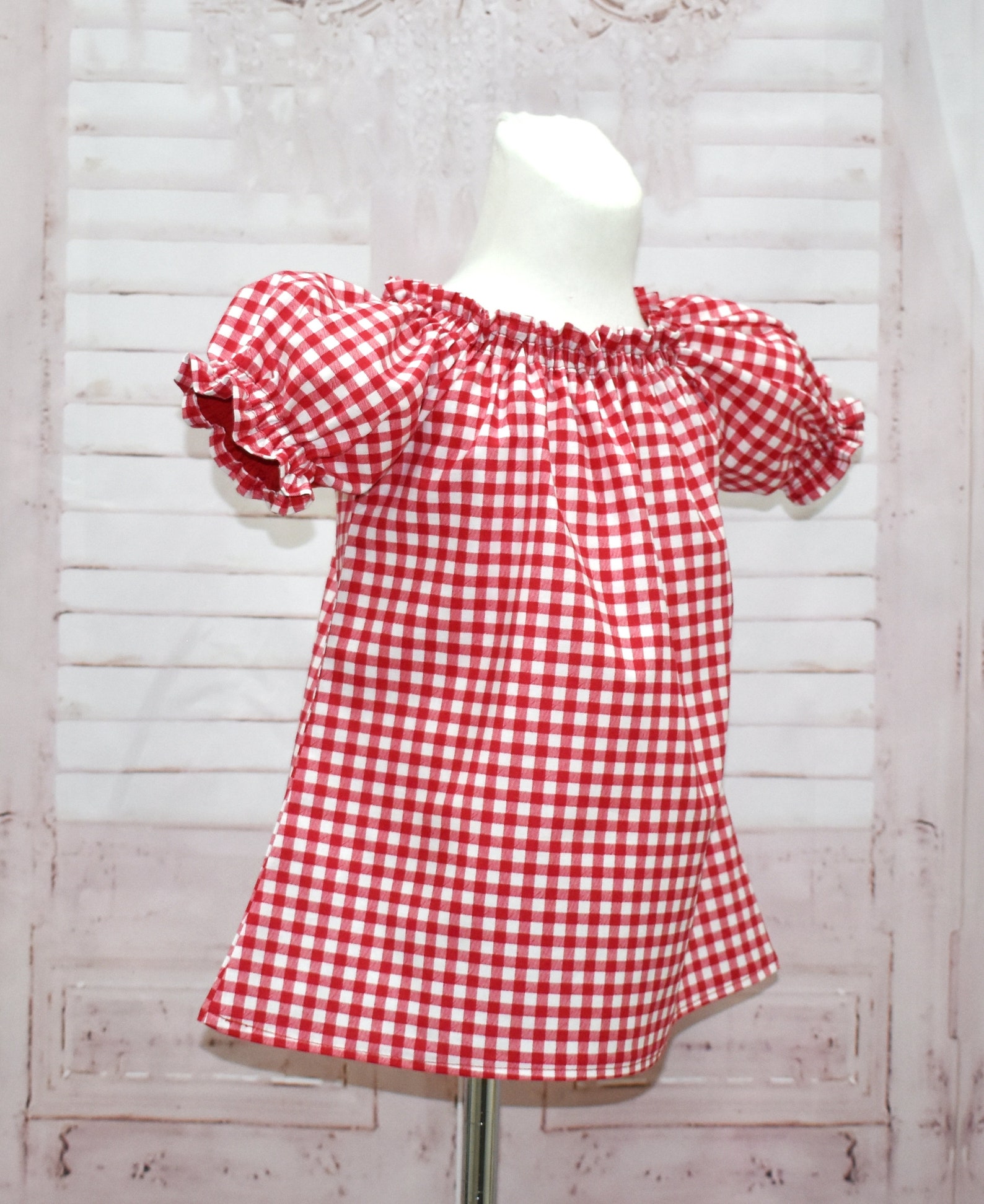 Candy Land Smocked Gingham Ruffled Peasant Top main image 0