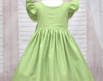 OFERTA Vestido verde para niña, vestido estilo vintage, vestido con lazo en la espalda, vestido con lazo verde, vestido con mangas abullonadas, vestido verde, vestido clásico, vestido de niña de las flores
