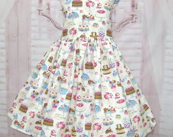 Cupcakejurk, ivoren jurk meisje, taartjurk meisjes, lollyjurk, roze taartjurk, Tea Time-jurk, feestjurk meisjes, crème jurk peuter