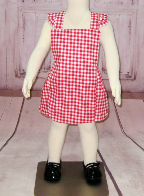 red gingham baby romper
