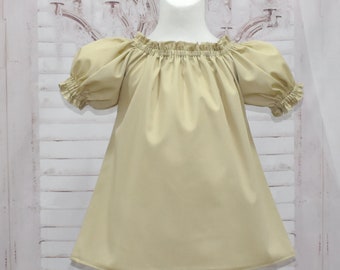 SALE Tan Top, Girl Peasant Top, Girl Tan Blouse, Ruffle Neck Top, Toddle Top, Back To School Top, Size 3-4