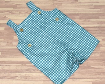Green Gingham Romper, Baby Green Romper, Toddler Green Romper, Baby Boy Green Gingham Romper, Infant Green Romper, First Birthday outfit