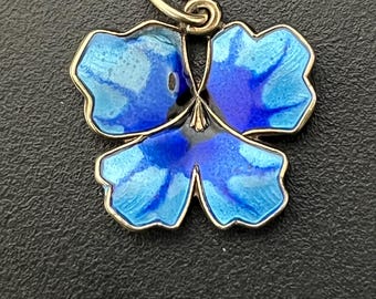 Vintage David Andersen Sterling Silver Pansy Flower Pendant