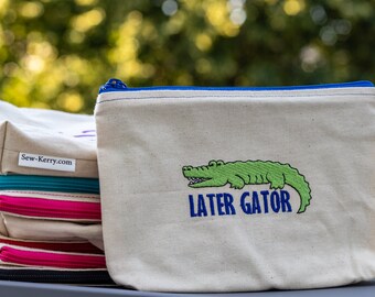 Embroidered Zipper Pouch-Later Gator