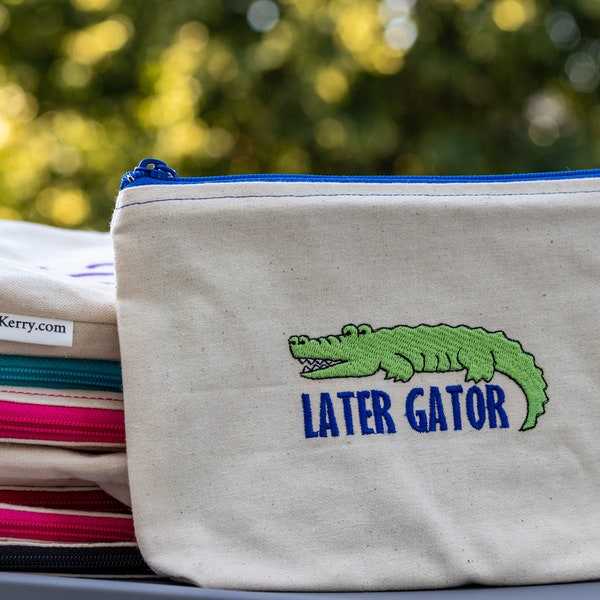 Embroidered Zipper Pouch-Later Gator