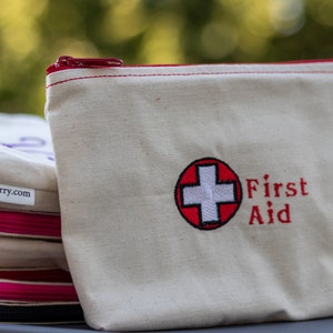 Embroidered Zipper Pouch-1st Aid image 1