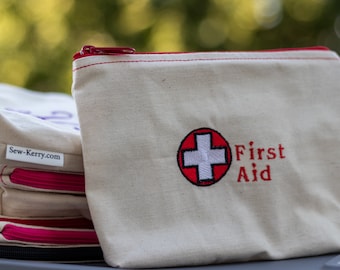 Embroidered Zipper Pouch-1st Aid