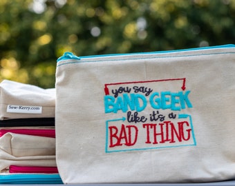 Embroidered Zipper Pouch-Band Geek