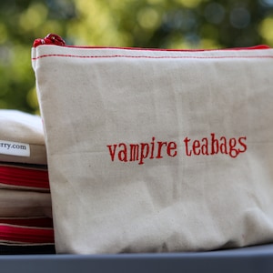 Embroidered Zipper Pouch-Vampire Teabags image 1