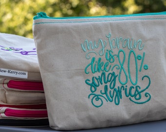 Embroidered Zipper Pouch-80% Lyrics