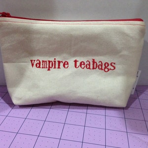 Embroidered Zipper Pouch-Vampire Teabags image 2