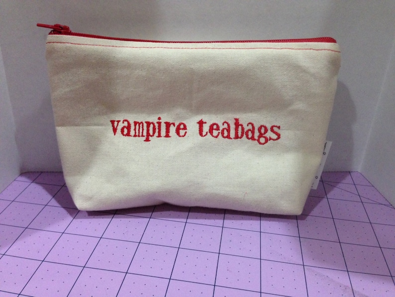 Embroidered Zipper Pouch-Vampire Teabags image 2