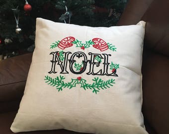 Embroidered Pillow Cover-Christmas Phrases