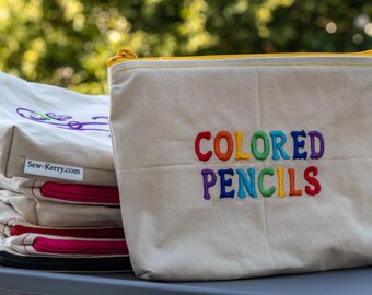 Embroidered Zipper Pouch-Colored Pencils (EZip 26)