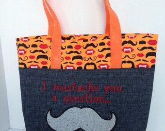 Halloween Tote-Mustache You a Question