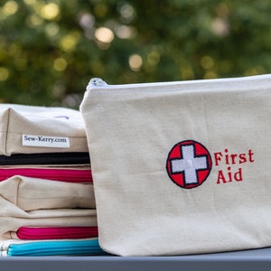 Embroidered Zipper Pouch-1st Aid image 3