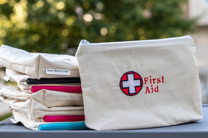 Embroidered Zipper Pouch-1st Aid image 3