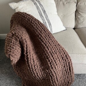 Handmade Chenille Chunky Knit Blanket - Custom Colors & Patterns Available - Bed or Couch Throw - Chunky Knit Blanket