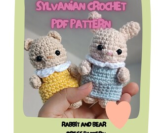 Cute Sylvanian Bear + Bunny + Dress PDF Pattern.