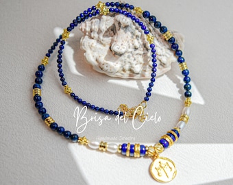 Zodiac Necklace | Gold Coin Zodiac Necklace | Lapis Lazuli Necklace | Gift for Her | Personalized Gift For Women
