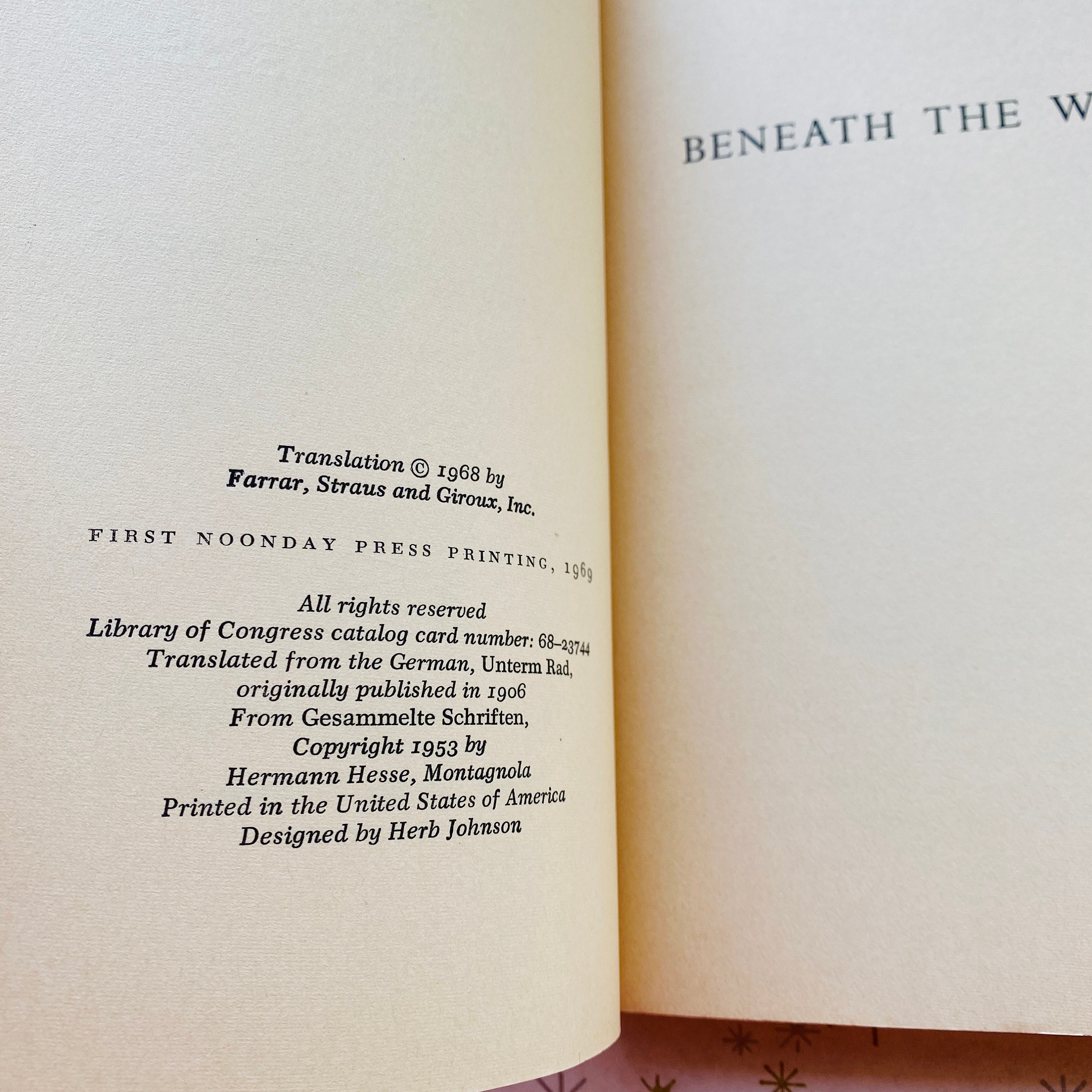 Beneath the Wheel by Hermann Hesse 1969 Vintage Book Etsy