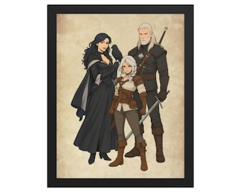 L'affiche du sorceleur | Marchandises pour fans de The Witcher | Cadeaux de sorceleur | Poster encadré en papier mat amélioré