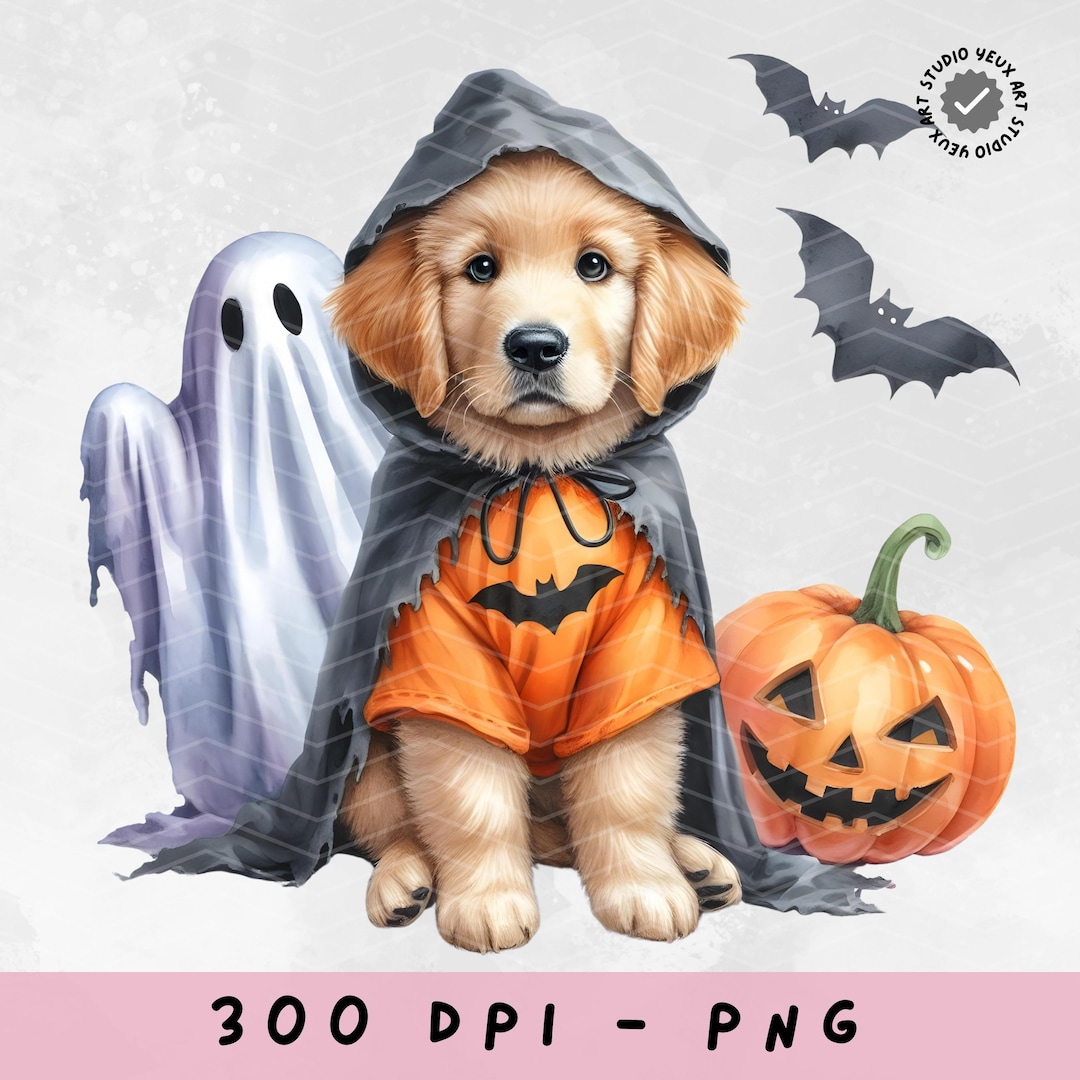 Ghost Dog Png, Golden Retriever Png, Watercolor Png, Spooky Season Png ...