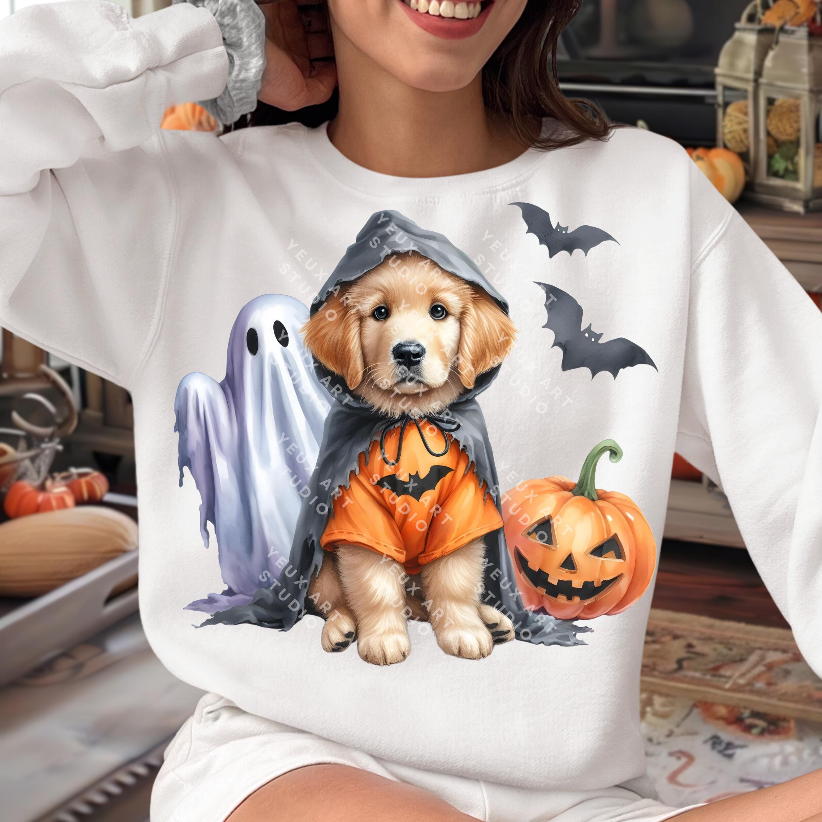 Ghost Dog Png, Golden Retriever Png, Watercolor Png, Spooky Season Png ...