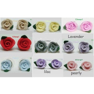 Large Polymer Clay Ruffle Rose Stud Earrings Lots Color Variations